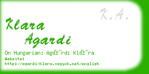 klara agardi business card